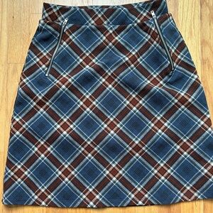 Plaid skirt, lined, with zipper pockets
